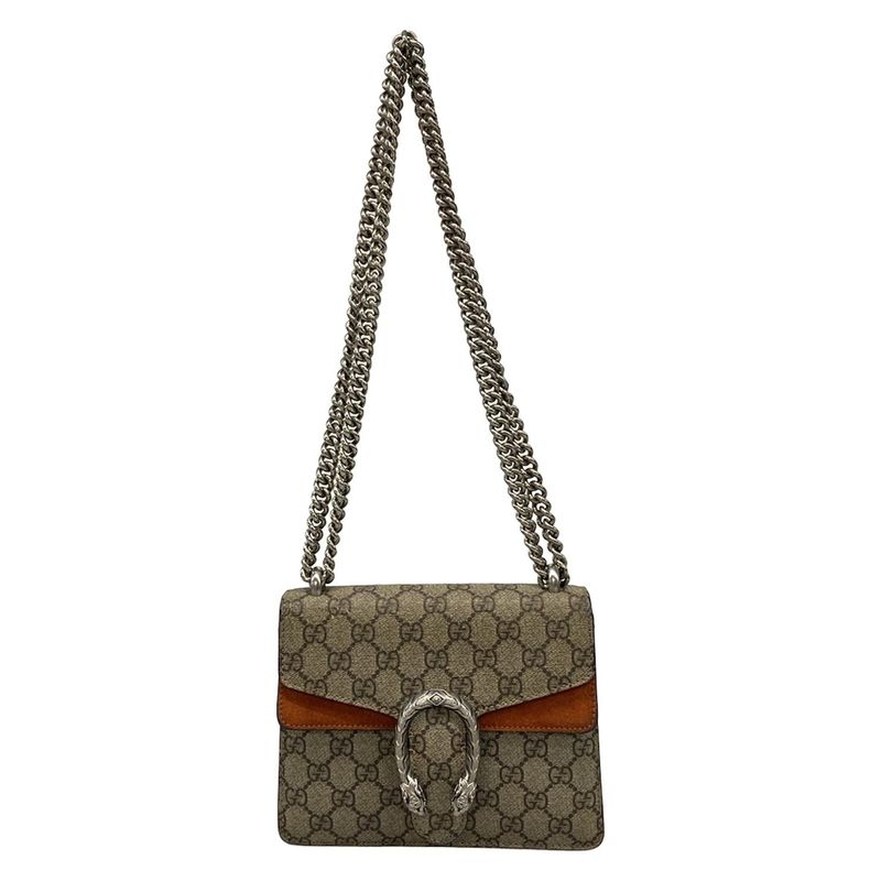 Gucci Shoulder Bag Dionysus 421970 Beige X Dark Brown X Orange Chain Shoulder