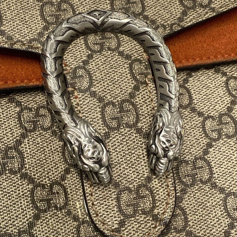 Gucci Shoulder Bag Dionysus 421970 Beige X Dark Brown X Orange Chain Shoulder
