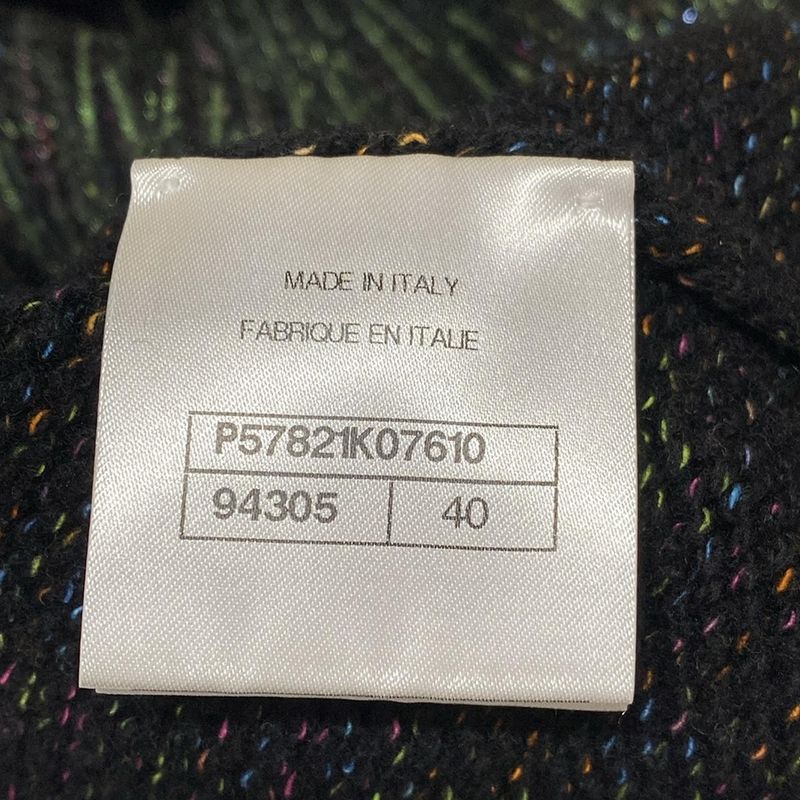 Chanel Long Sleeve Sweater Size 40 M Women's P57821 Black X Multi Lamé Sequins