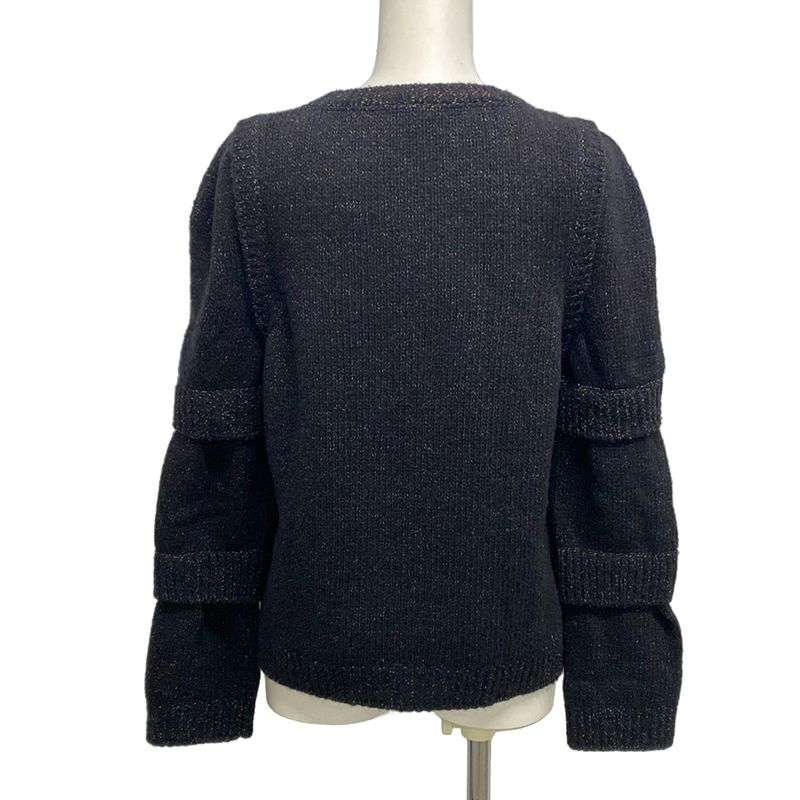 Chanel Long Sleeve Sweater Size 40 M Women's P57821 Black X Multi Lamé Sequins