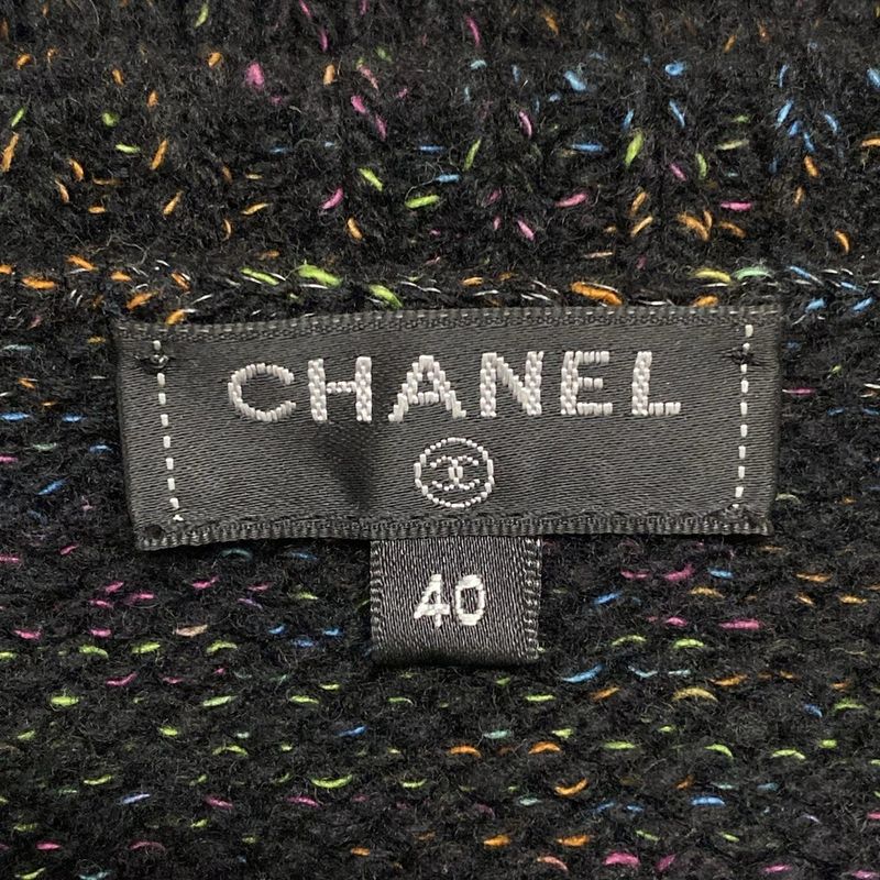 Chanel Long Sleeve Sweater Size 40 M Women's P57821 Black X Multi Lamé Sequins