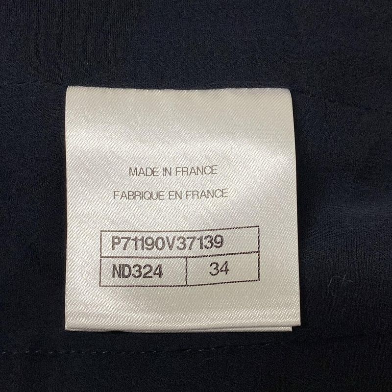 Chanel Jacket Size 34 S Women's P71190 Navy No Collar Long Sleeve Winter Autumn