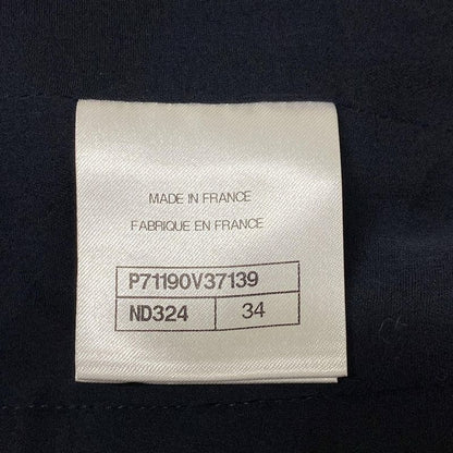 Chanel Jacket Size 34 S Women's P71190 Navy No Collar Long Sleeve Winter Autumn