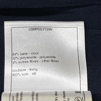 Chanel Jacket Size 34 S Women's P71190 Navy No Collar Long Sleeve Winter Autumn