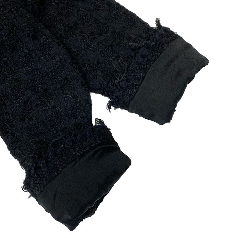 Chanel Jacket Size 36 S Women's P24873 Black Tweed Fringe Cotton