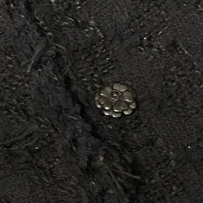 Chanel Jacket Size 36 S Women's P24873 Black Tweed Fringe Cotton