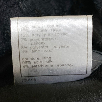 Chanel Jacket Size 36 S Women's P24873 Black Tweed Fringe Cotton