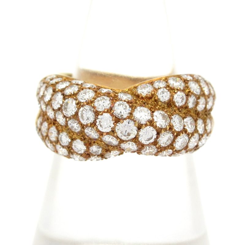 Van Cleef & Arpels Ring 53 Entrelac 18K Yellow Gold X Diamond Pave Diamond