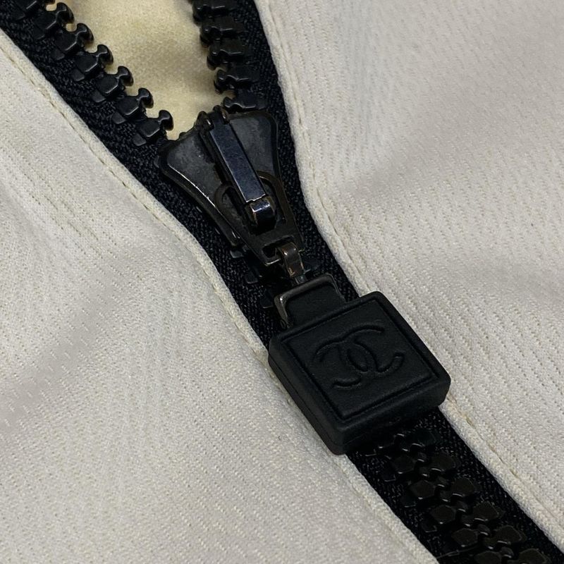 Chanel Jersey Size 40 M Women's Sports Line P23615 White X Black Long Sleeve