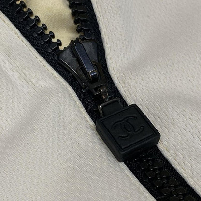 Chanel Jersey Size 40 M Women's Sports Line P23615 White X Black Long Sleeve