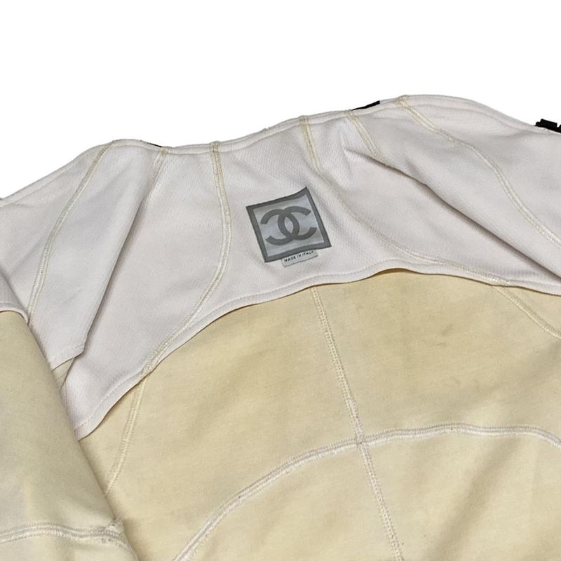 Chanel Jersey Size 40 M Women's Sports Line P23615 White X Black Long Sleeve