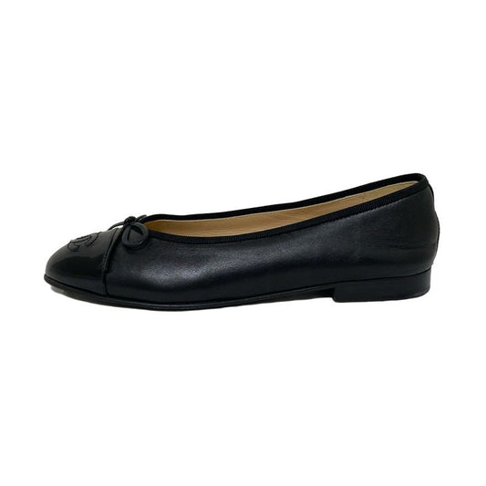 Chanel Flat Shoes 36 1 2C Women's - G02819 Black Leather Lambskin