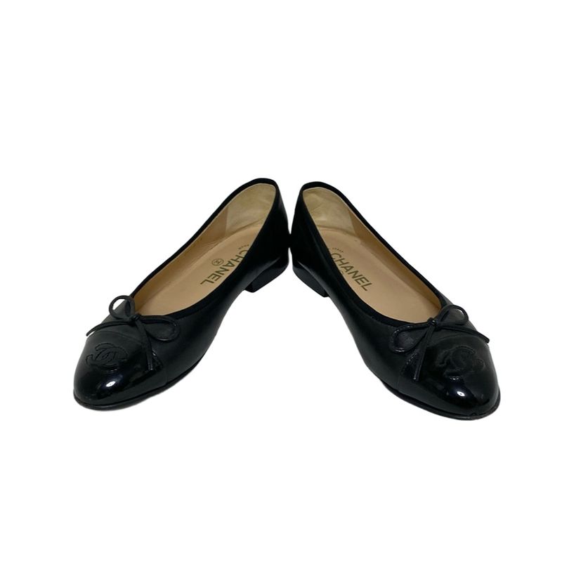 Chanel Flat Shoes 36 1 2C Women's - G02819 Black Leather Lambskin