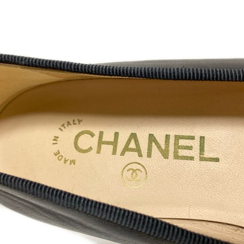 Chanel Flat Shoes 36 1 2C Women's - G02819 Black Leather Lambskin