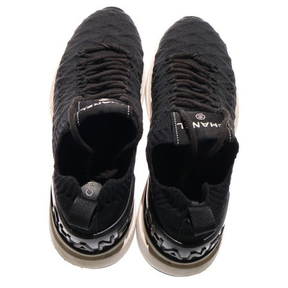 Chanel Coco Mark Knit Fabric Low Cut Sneakers Black White 35 G35549