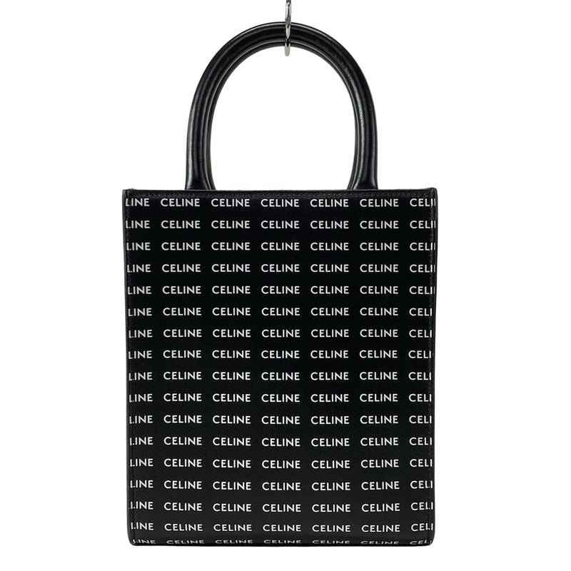 Celine Tote Bag Mini Vertical Cabas Black X White Mini Bag Leather