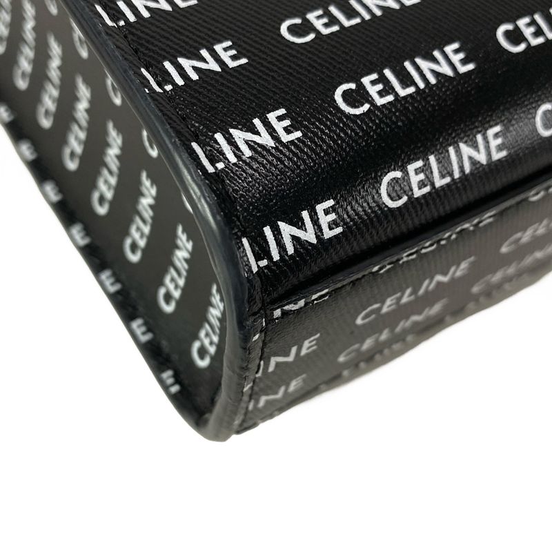 Celine Tote Bag Mini Vertical Cabas Black X White Mini Bag Leather