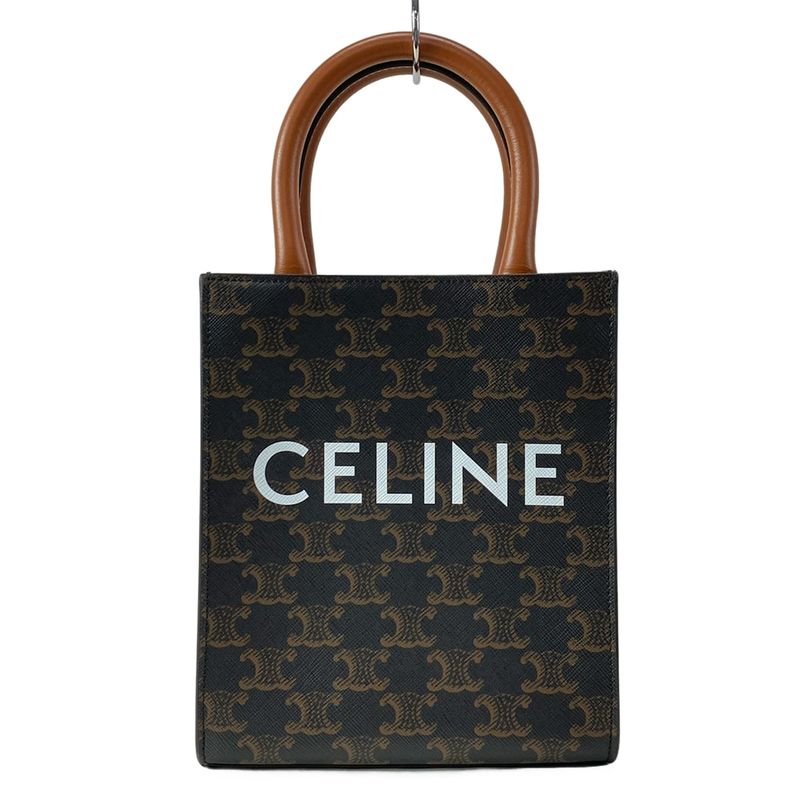 Celine Tote Bag Mini Vertical Cabas Black X Brown Mini Bag