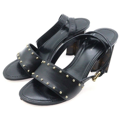 Louis Vuitton Silhouette Line Leather Studs Monogram Heel Strap Sandals Shoes