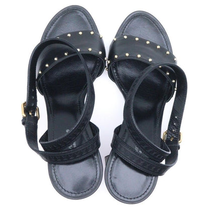 Louis Vuitton Silhouette Line Leather Studs Monogram Heel Strap Sandals Shoes