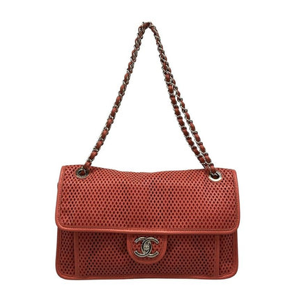 Chanel Shoulder Bag French Riviera A67652 Red Chain Shoulder Silver Hardware