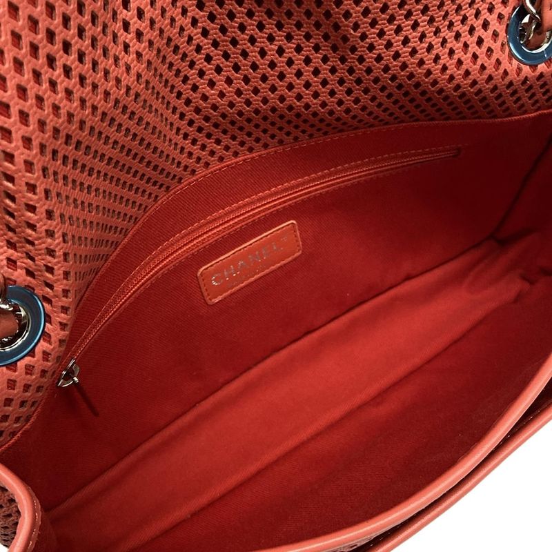 Chanel Shoulder Bag French Riviera A67652 Red Chain Shoulder Silver Hardware