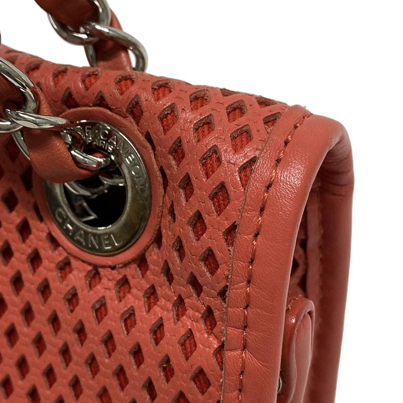 Chanel Shoulder Bag French Riviera A67652 Red Chain Shoulder Silver Hardware