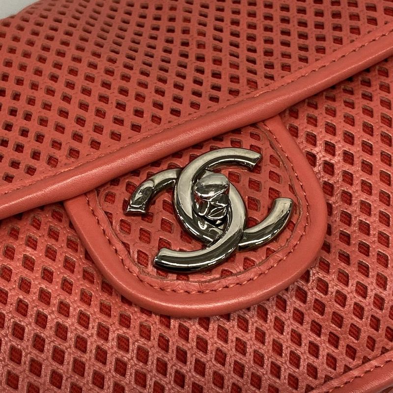 Chanel Shoulder Bag French Riviera A67652 Red Chain Shoulder Silver Hardware