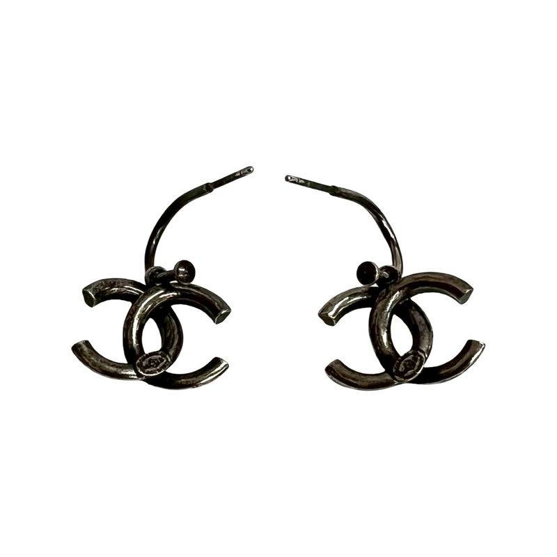 Chanel Coco Mark Motif Plated Earrings Accessories Men's 13BB
