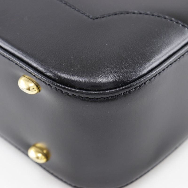 Celine Logo Vintage Calf Black Women's Shoulder Bag