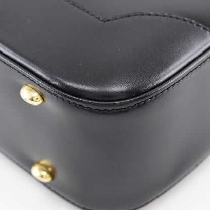 Celine Logo Vintage Calf Black Women's Shoulder Bag