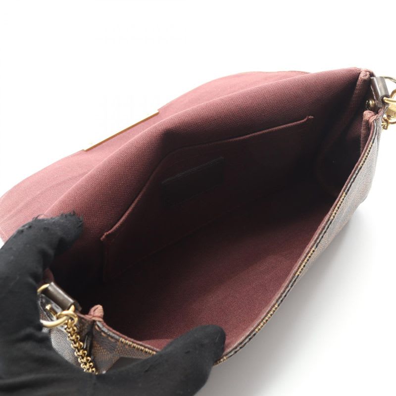 Louis Vuitton Handbag Favorite PM Damier Ebene PVC Coated Canvas Leather