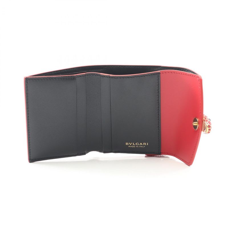 Bvlgari Bifold Wallet Serpenti Forever Red Leather Trifold
