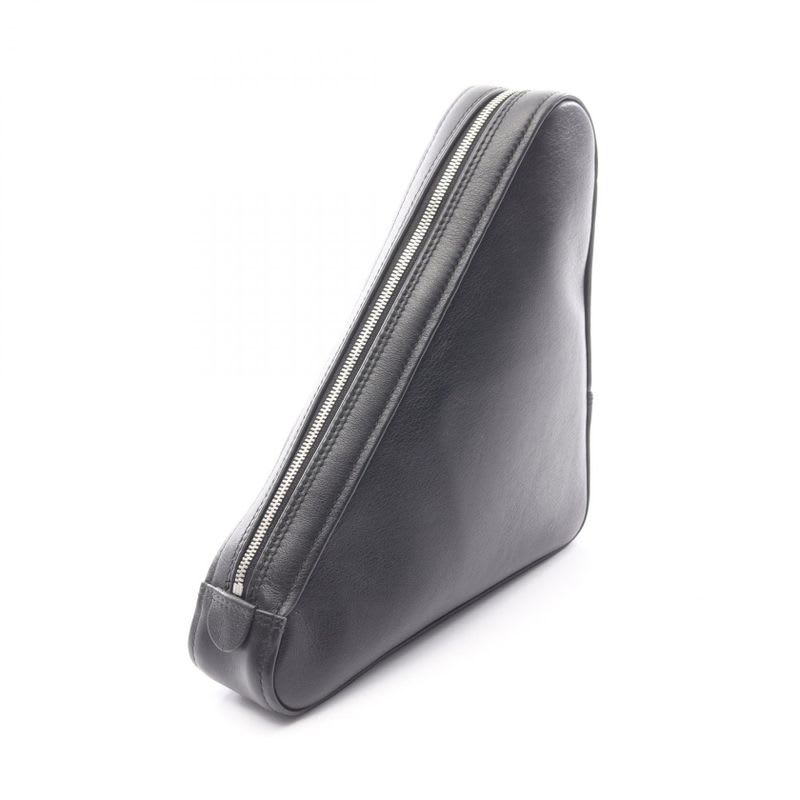 Balenciaga Second Bag Clutch Triangle Black Leather