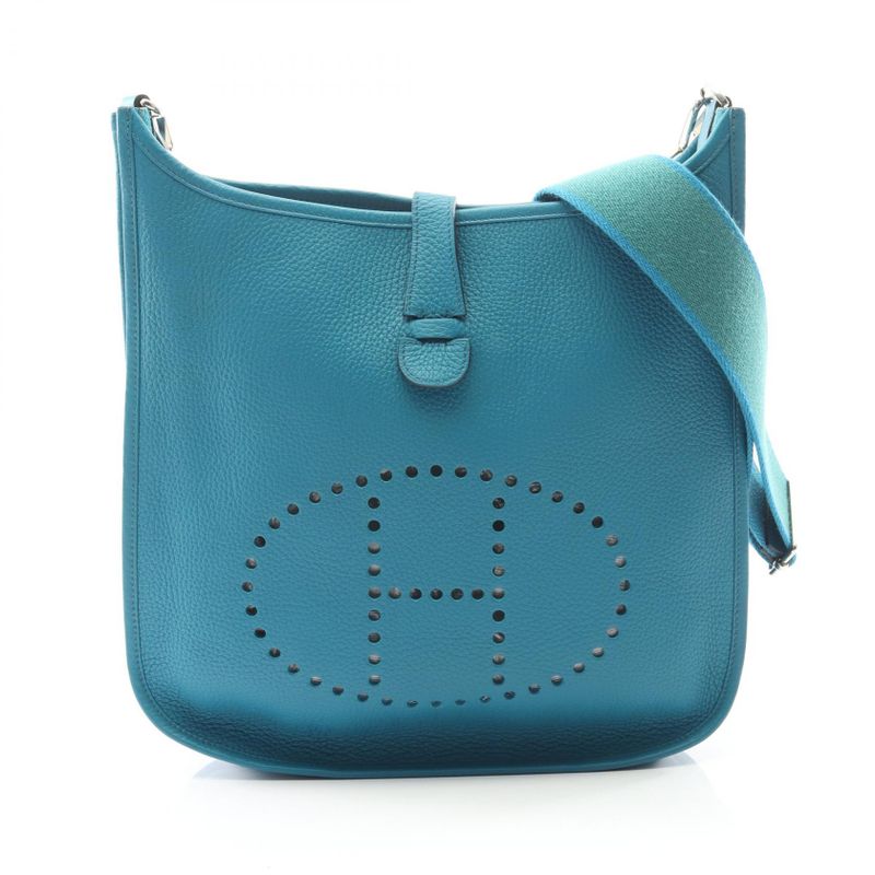 Hermes Shoulder Bag Evelyn 3 Trois GM Blue Paon Leather Evelyn 3GM Blue Paon