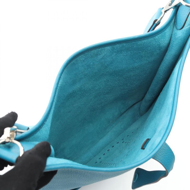 Hermes Shoulder Bag Evelyn 3 Trois GM Blue Paon Leather Evelyn 3GM Blue Paon