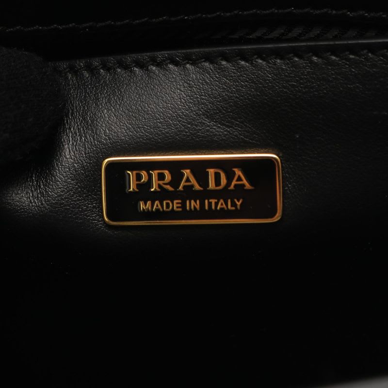Prada Shoulder Bag Emblem Box CALF 1 Bd339 mto Black Leather Triangle Logo