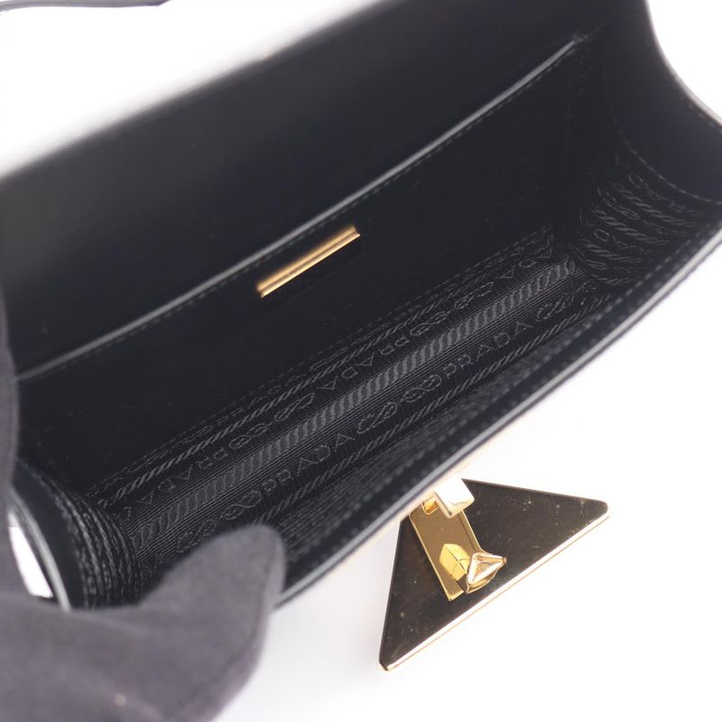 Prada Shoulder Bag Emblem Box CALF 1 Bd339 mto Black Leather Triangle Logo