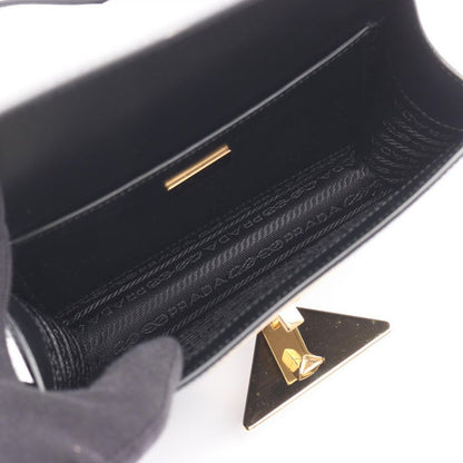 Prada Shoulder Bag Emblem Box CALF 1 Bd339 mto Black Leather Triangle Logo