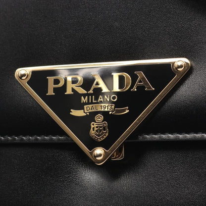 Prada Shoulder Bag Emblem Box CALF 1 Bd339 mto Black Leather Triangle Logo