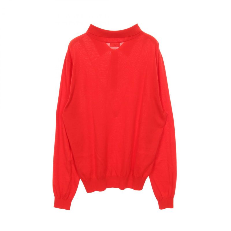 Celine Polo Shirt Triomphe Embroidery Classic Fit Polo Sweater Red Cotton Knit