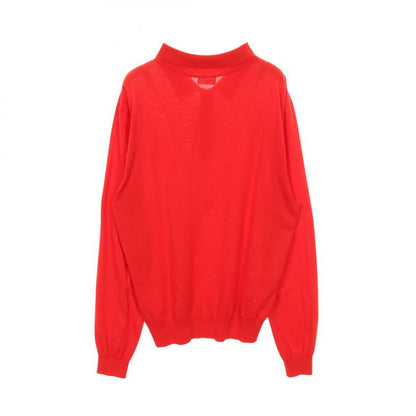 Celine Polo Shirt Triomphe Embroidery Classic Fit Polo Sweater Red Cotton Knit