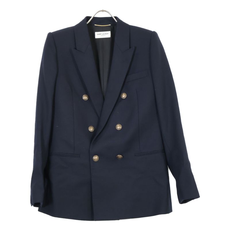 Yves Saint-laurent Yves Saint Laurent 19 Year Navy Peaked Lapel Double Tailored