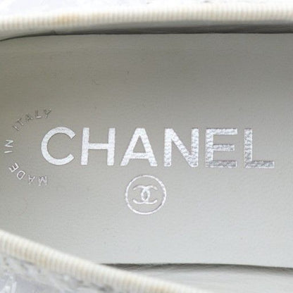 Chanel Ballerina Shoes Flat Cap Toe Here Mark Tweed 37.5c ​​white Black G02819