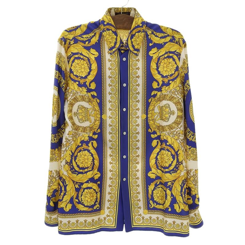 Versace Baroque Pattern All Over Silk Shirt Tops Men's Multicolor 40 A230628 40