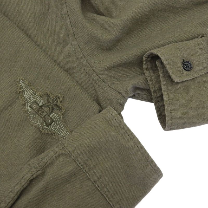 Saint Laurent Paris Cotton Long Sleeve Shirt Tops Men's Khaki S 483073 S