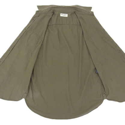 Saint Laurent Paris Cotton Long Sleeve Shirt Tops Men's Khaki S 483073 S