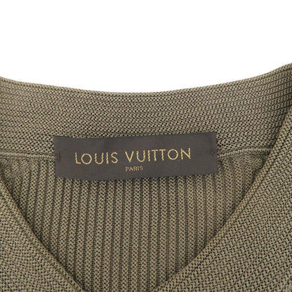 Louis Vuitton Silk X Cotton Shoulder Patch Logo Metal V Neck Rib Knit Pullover
