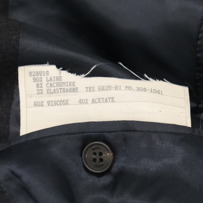 Gucci 304-1041 Black Cashmere Blend Single Breasted Jacket Pants Suit Setup F
