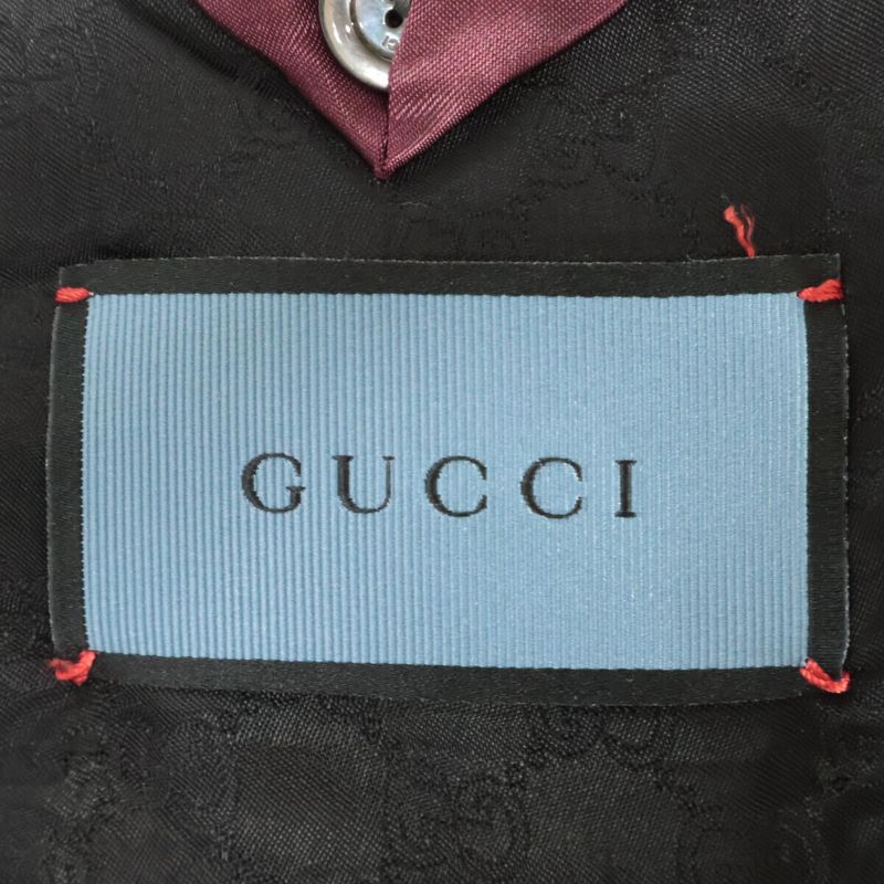 Gucci Gray 444305 Lining GG Pattern Wool Suit Set Up 46